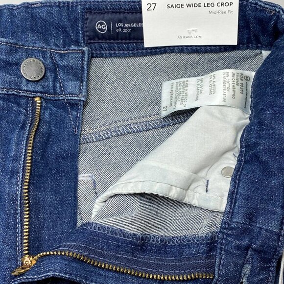 NEW AG Women’s Saige Wide Leg Cropped Jeans Dark Blue Size 27 - Picture 8 of 11